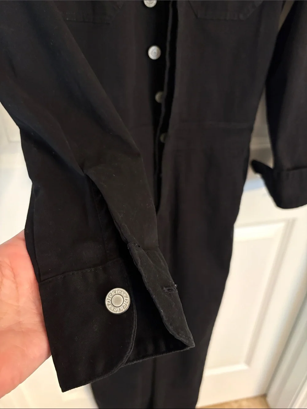 Dickies Black Long Sleeve Jumpsuit Coveralls with Ford Patch size Small Denim